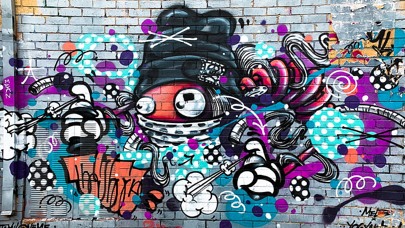 3D Colourful Graffiti Art Cartoon Character Wall Mural Wallpaper ZY D115 |  Jessartdecoration