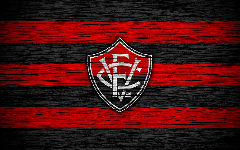 Vitoria Brazilian Seria A, logo, Brazil, soccer, Vitoria FC, football club, wooden texture, FC Vitoria, HD wallpaper