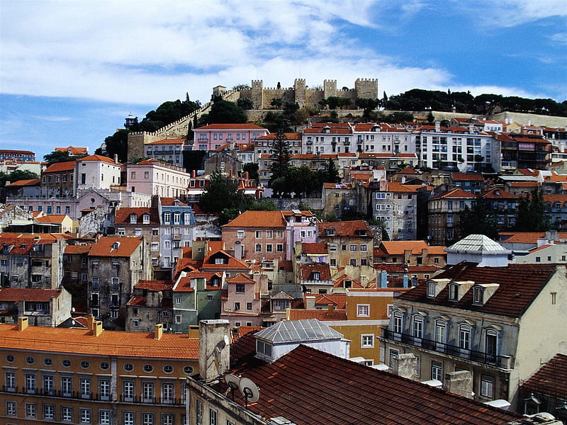 city, capital, roof, lisbon, port, building, portugal, HD wallpaper