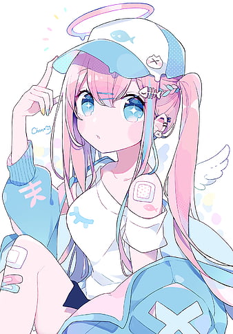 cute preppy anime girl with bat wings, anime pfp, hd