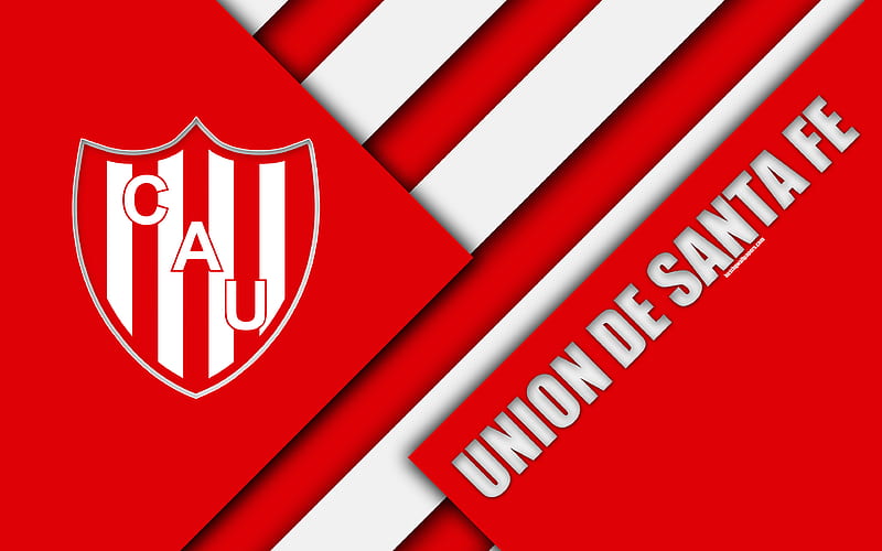 Union de Santa Fe, Argentine football club logo, emblem, material design, white red abstraction, Santa Fe, Argentina, football, Argentine Superleague, First Division, HD wallpaper