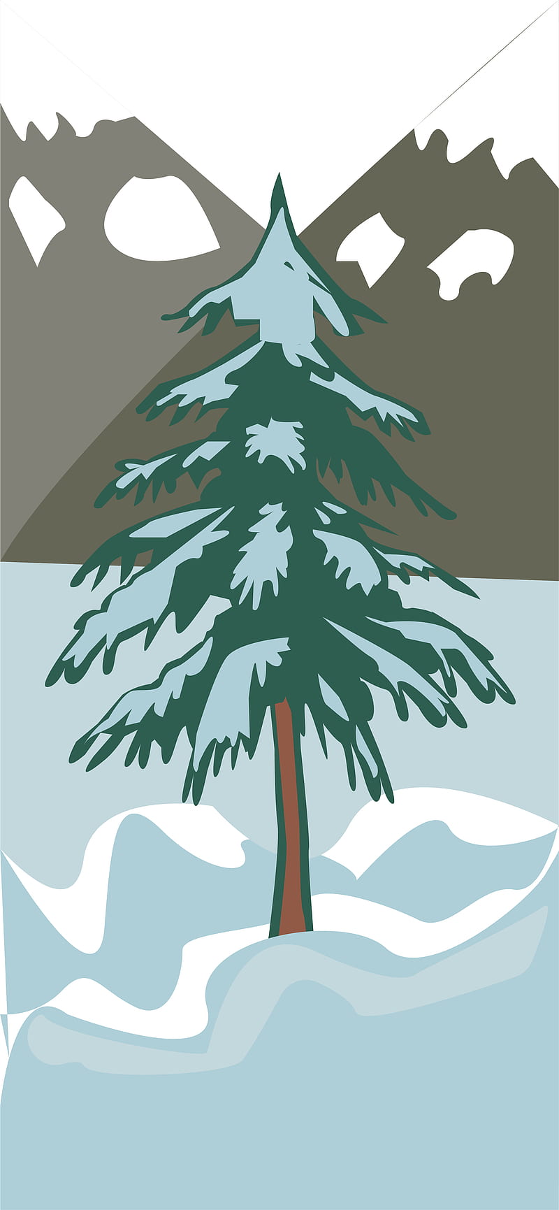 Pine Tree, art, artistic, mobile , snow, white, winter, HD phone wallpaper
