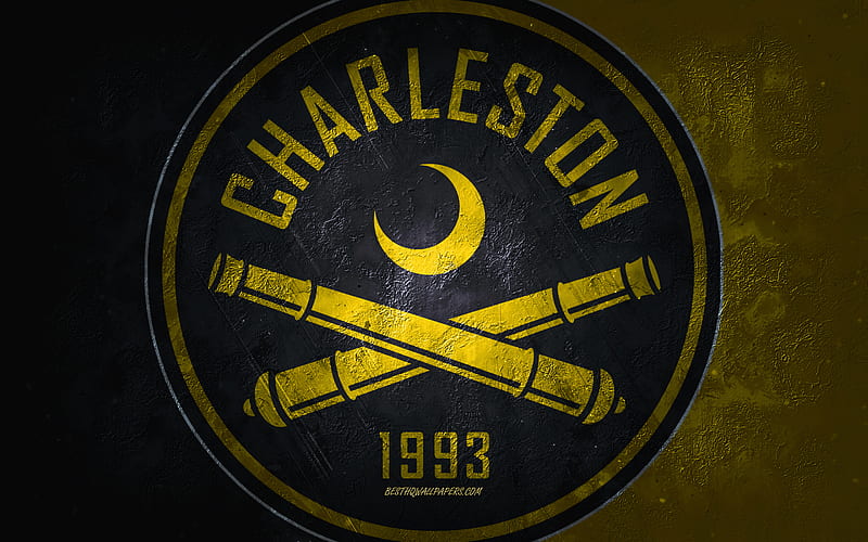Charleston Battery, American soccer team, yellow background, Charleston Battery logo, grunge art, USL, soccer, Charleston Battery emblem, HD wallpaper