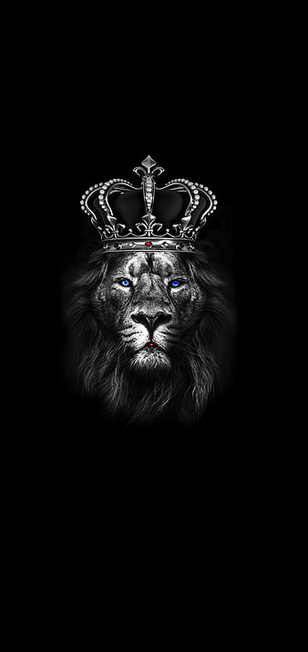 Lion King, 2019, animal, black, crown, king, lion, HD phone wallpaper