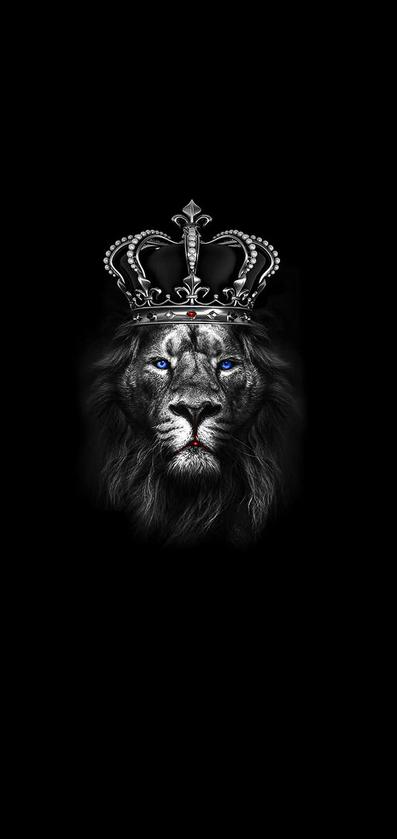 Lion King, 2019, animal, black, crown, king, lion, HD phone wallpaper