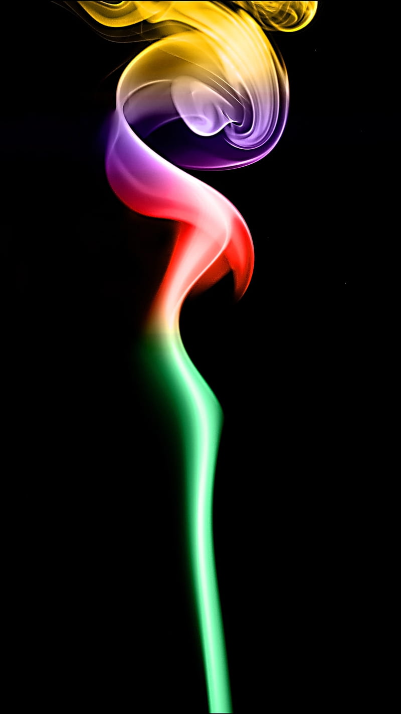 Colorful smoke, blue, yellow, green, abstract, colors, black, HD phone wallpaper