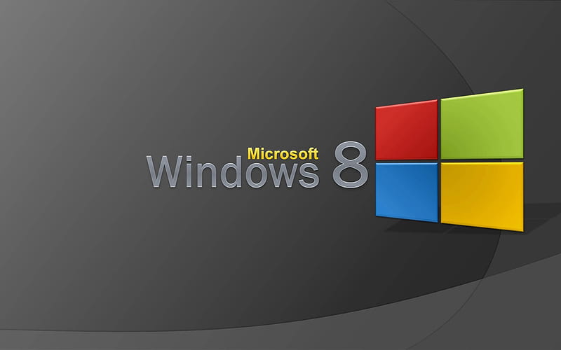 windows 8, 3d logo, gray background, creative, HD wallpaper