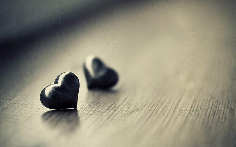 two black hearts-Love, HD wallpaper
