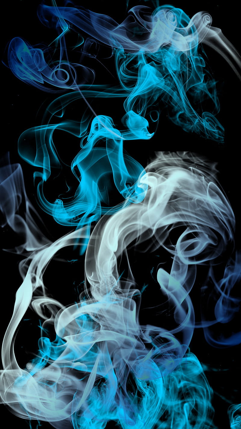 blue grey smoke, black, white, HD phone wallpaper