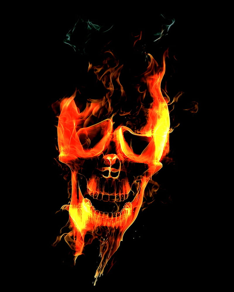 the skull of flames, fire, ghosts, rider, HD phone wallpaper