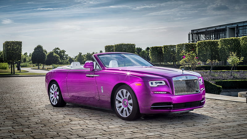 Rolls-Royce Dawn, 2017 cars, Fuxia color, pink Rolls-Royce, luxury cars, Rolls-Royce, HD wallpaper