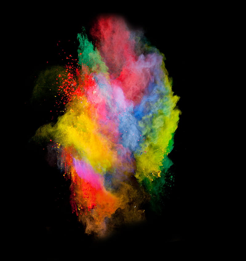 powder explosion, powder, colorful, black background, HD phone wallpaper