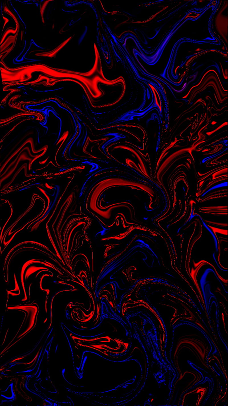 Liquid, blue, dark, red, HD wallpaper |