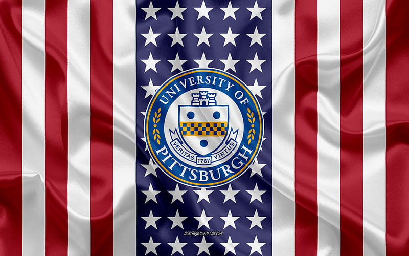 University of Pittsburgh Emblem, American Flag, University of Pittsburgh logo, Pittsburgh, Pennsylvania, USA, University of Pittsburgh, HD wallpaper
