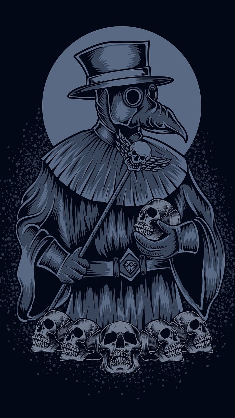 Plague Doctor, Holding Skull In Hand, physician, HD phone wallpaper
