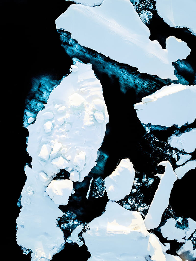 floe, ice, snow, aerial view, water, HD phone wallpaper