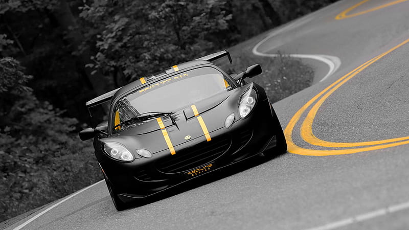 Lotus on the Dragon, Sports car, Yellow, Black, Curves, Black and white, Speed, dragon, Matte, Lotus, apex, Racing, Supercharged, HD wallpaper