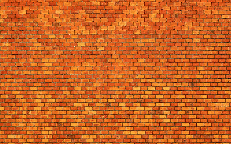 orange brickwall, macro, orange bricks, identical bricks, bricks textures, orange brick wall, bricks, wall, HD wallpaper