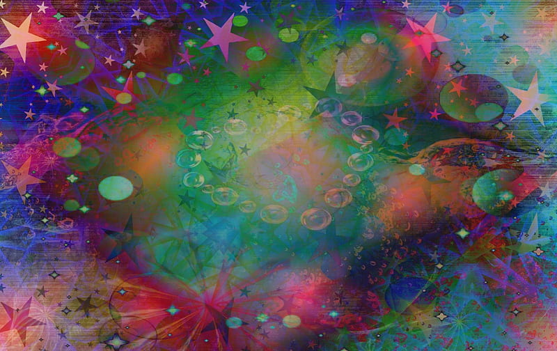 splotch colorfuls, colors, stars, bubbles, sky, HD wallpaper