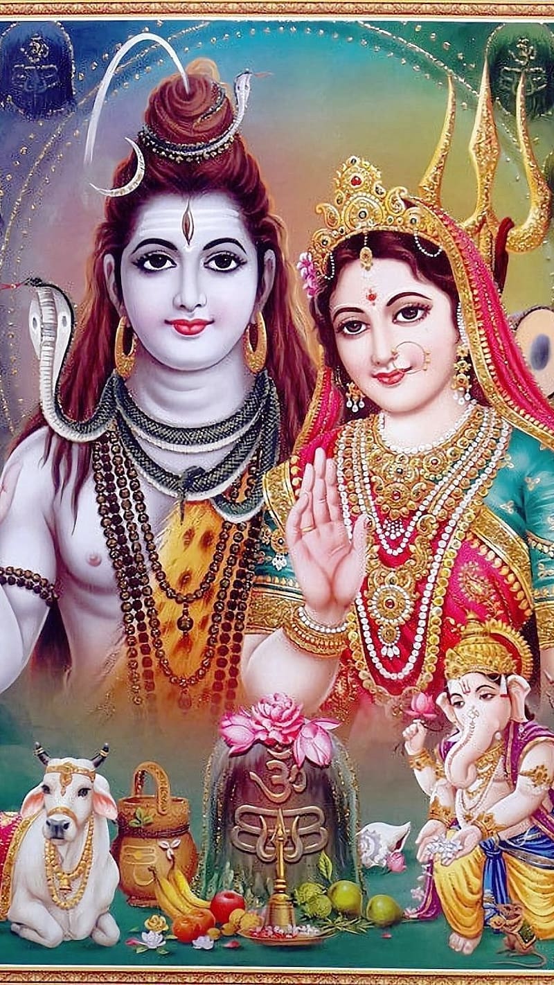 Shivudu , Parvati Maa And Ganesh ji, parvati maa, ganesh ji, lord, mahadev, god, HD phone wallpaper
