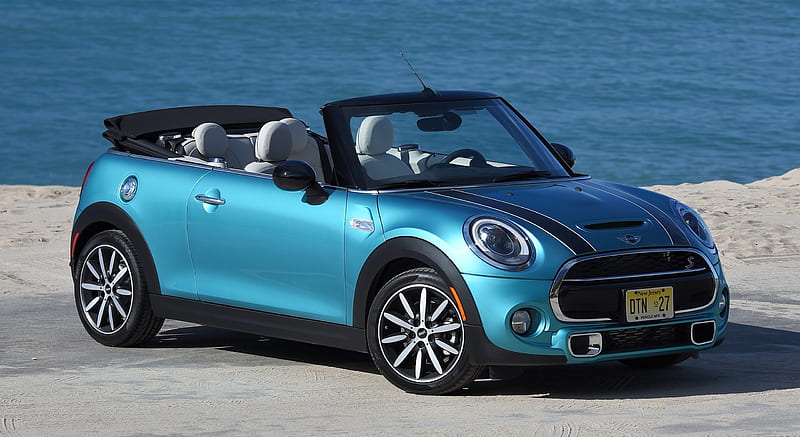 2016 MINI Cooper S Convertible (Color: Caribbean Aqua Metallic) - Front, HD wallpaper