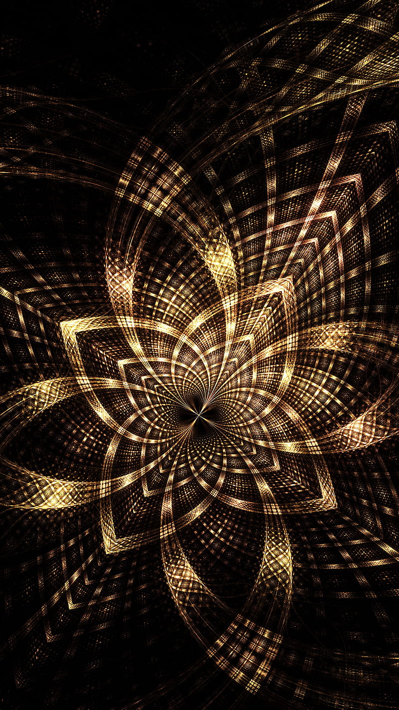 Scattering , fractal, lines, golden, abstract, HD phone wallpaper