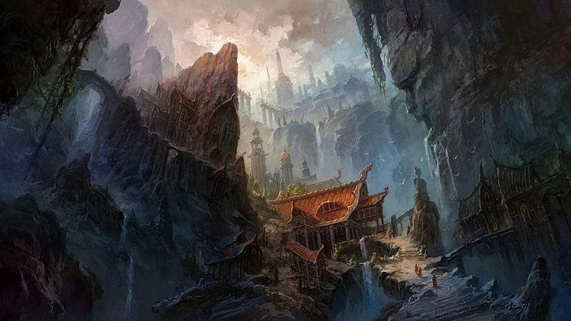 fantasy mountain temple