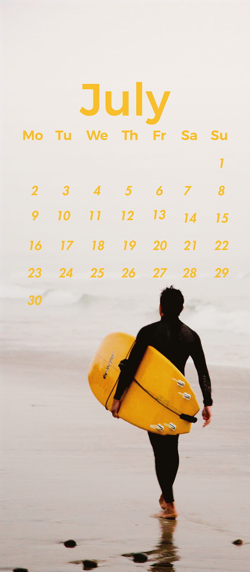 July Surfer, cal, calendar, date, day, jul, jul18cal, HD phone wallpaper