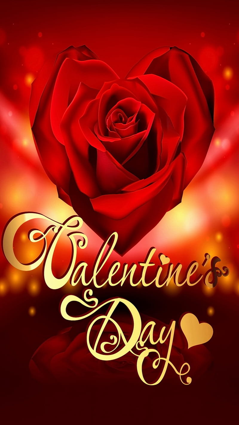 Valentines Day, floral, heart, red, rose, HD phone wallpaper