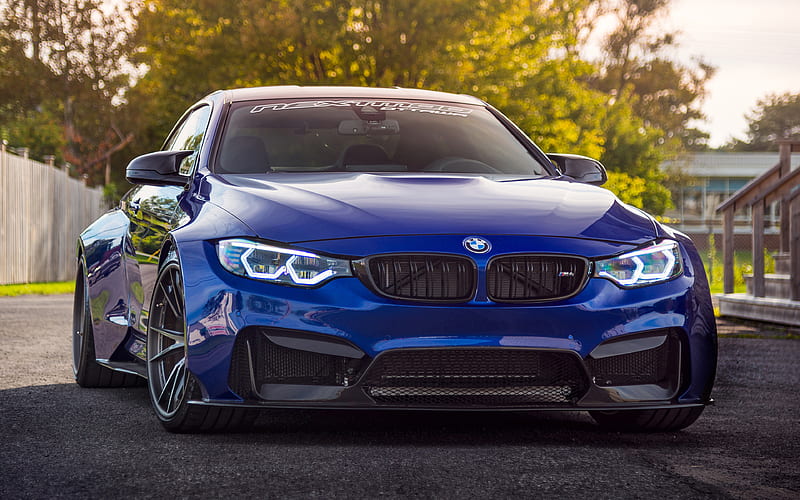 BMW M4, tuning, F82, 2018 cars, supercars, blue M4, BMW, HD wallpaper