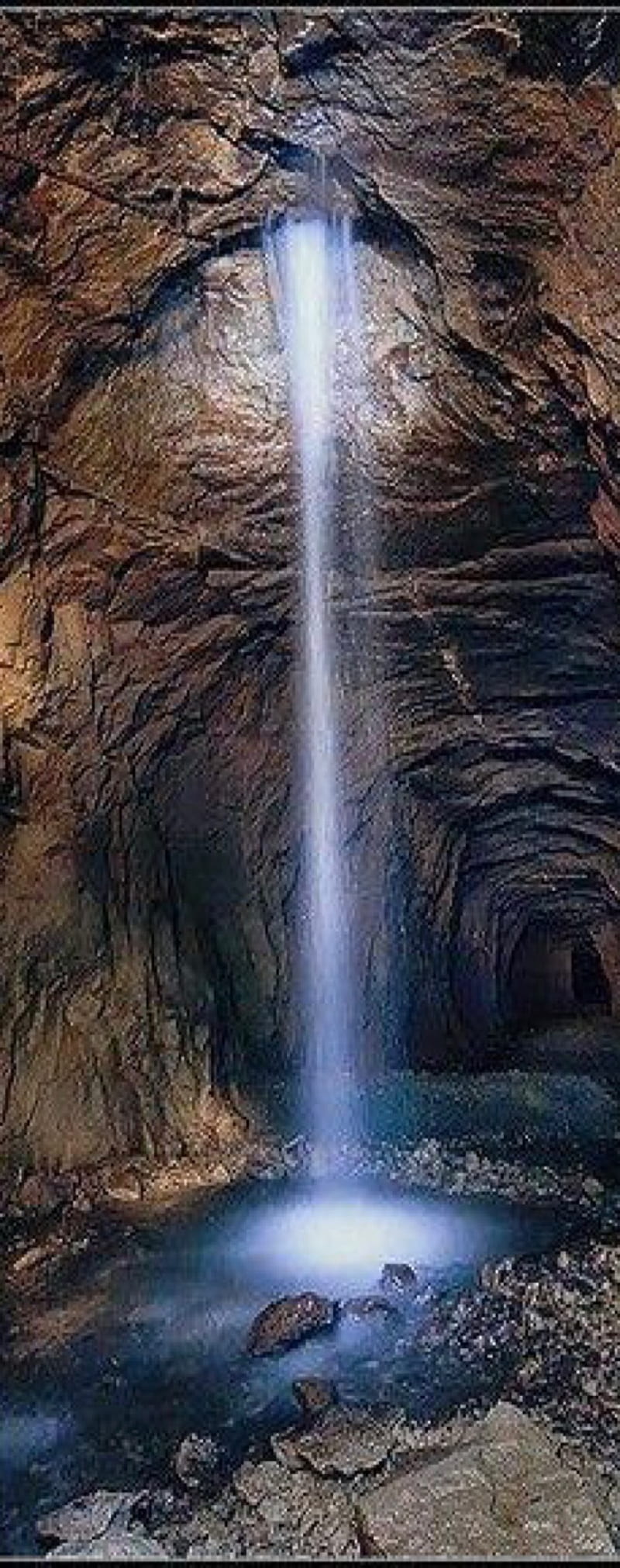 Cave, waterfall, HD phone wallpaper