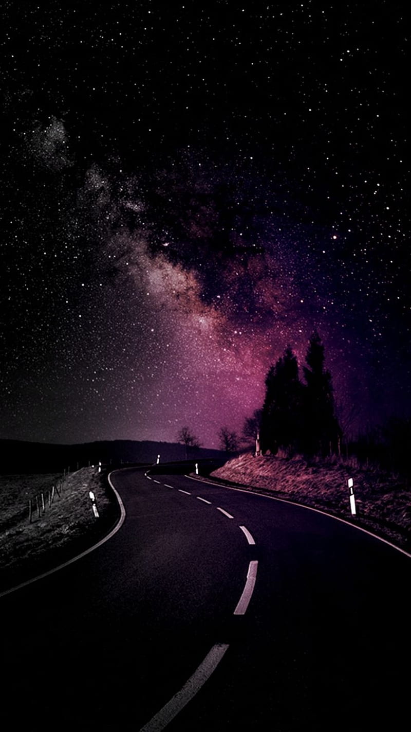 Dark Road, bonito, sky, stars, HD phone wallpaper