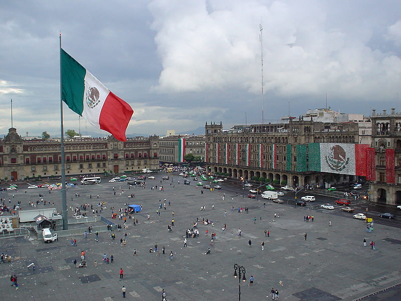 Mexican flag at the Zocalo, mexico, zocalo, flag, HD wallpaper