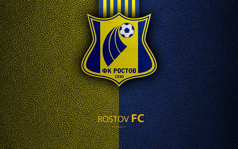 FC Rostov logo, Russian football club, leather texture, Russian Premier League, football, Rostov-on-Don, Russia, HD wallpaper
