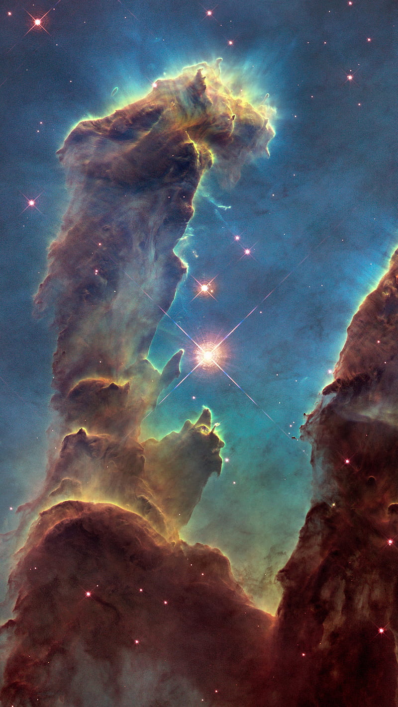 Pillars of Creation, galaxy, stars, HD phone wallpaper