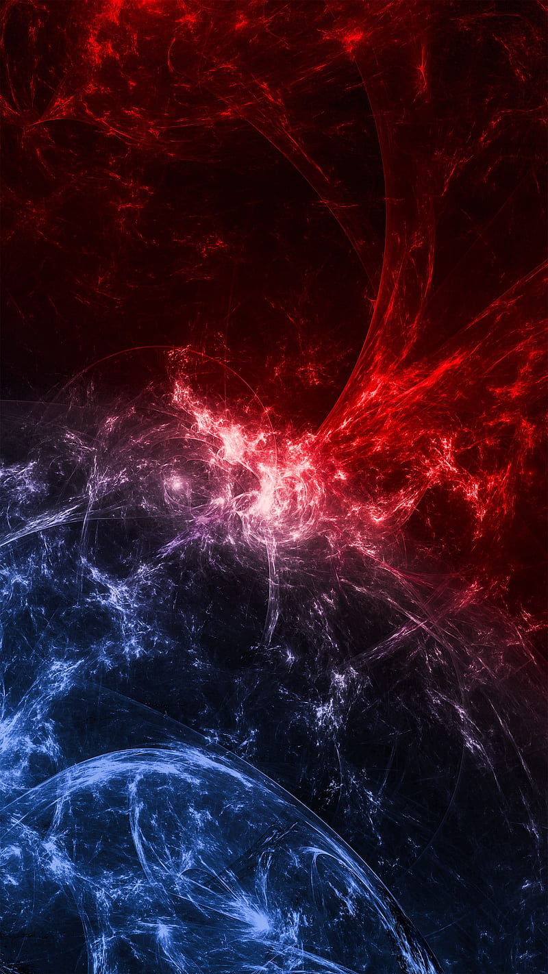 fractal, shroud, patterns, red, blue, HD phone wallpaper