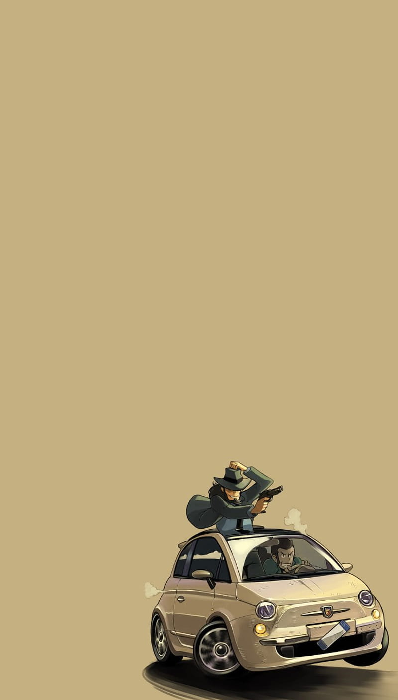 Lupin 3rd Fiat, anime, carros, lupin the third, HD phone wallpaper