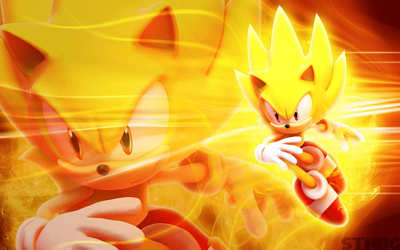 Super Sonic and Background, Yellow Sonic, HD wallpaper