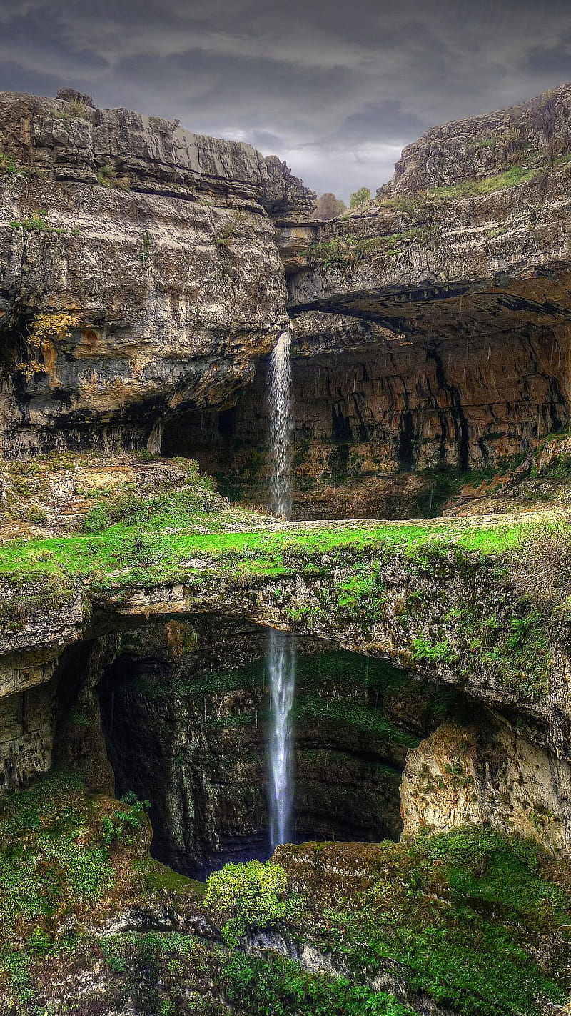 Baatara Gorge, lebanon, tannourine, waterfall, HD phone wallpaper
