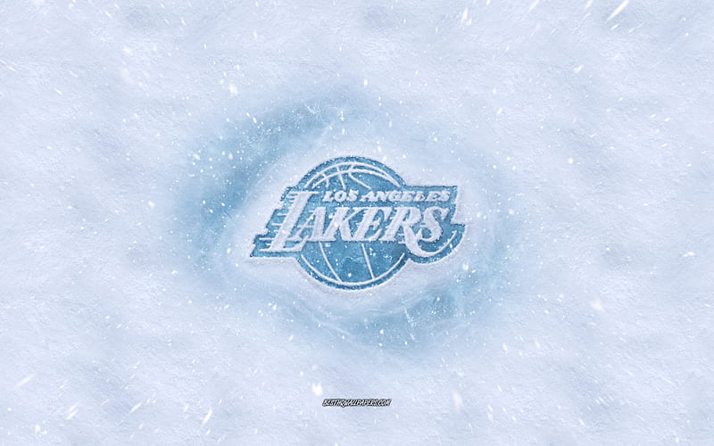Los Angeles Lakers logo, American basketball club, winter concepts, NBA, Los Angeles Lakers ice logo, snow texture, Los Angeles, California, USA, snow background, Los Angeles Lakers, basketball, HD wallpaper