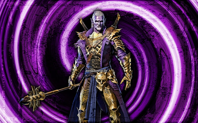 Kael, violet grunge background, Raid Champions, Raid Shadow Legends, vortex, warrior, Kael Raid, HD wallpaper
