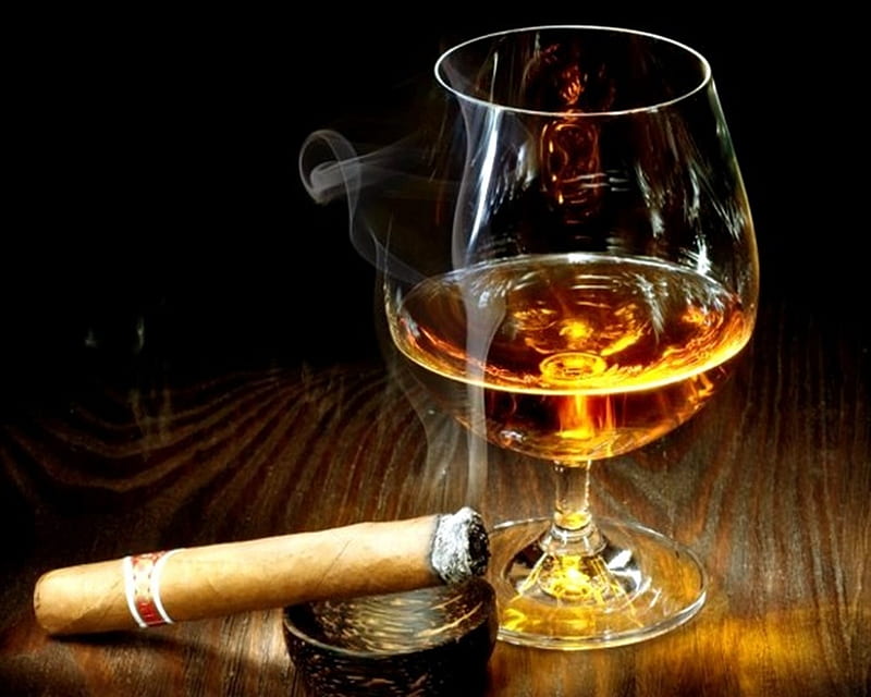 Cigar And Scotch, cigar, cool, drink, new, scotch, smoke, HD wallpaper