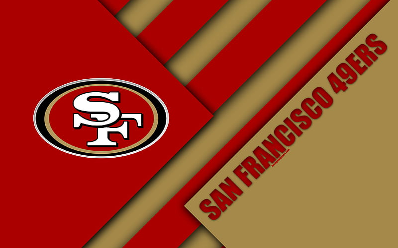 San Francisco 49ers, NFC West logo, NFL, red brown abstraction, material design, American football, San Francisco, California, USA, National Football League, HD wallpaper