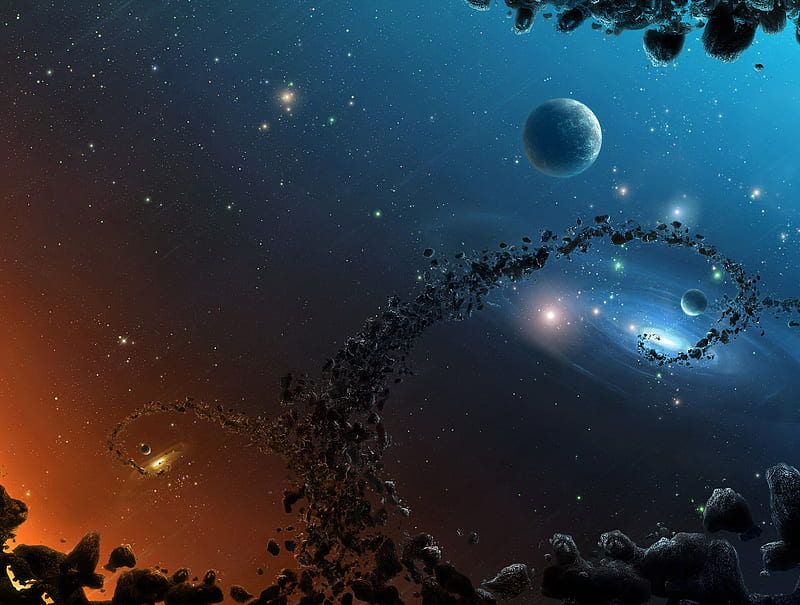 asteroid, planets, universe, space, asteroid beld, HD wallpaper