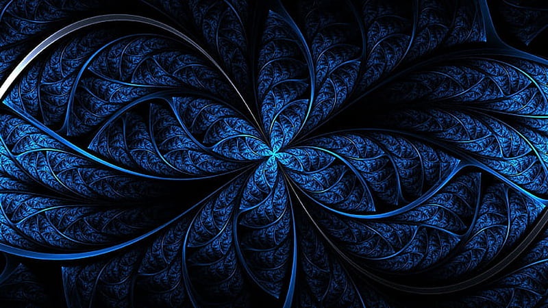 Dark Blue Fractal Art Symmetry Navy Blue, HD wallpaper