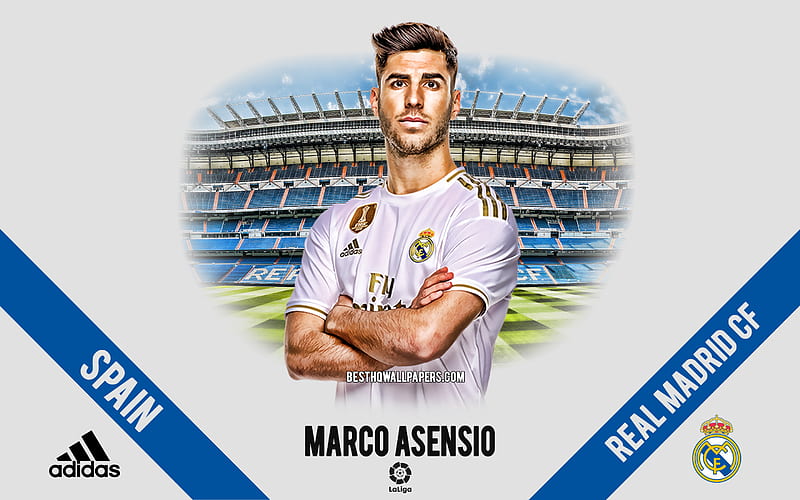 Marco Asensio, Real Madrid, portrait, Spanish footballer, Midfielder, La Liga, Spain, Real Madrid footballers 2020, football, Santiago Bernabeu, HD wallpaper