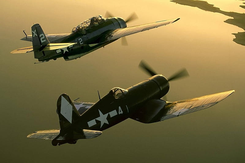 Corsair with TBF Avenger, TBF, Avenger, Warbirds, F4U, Corsair, HD wallpaper