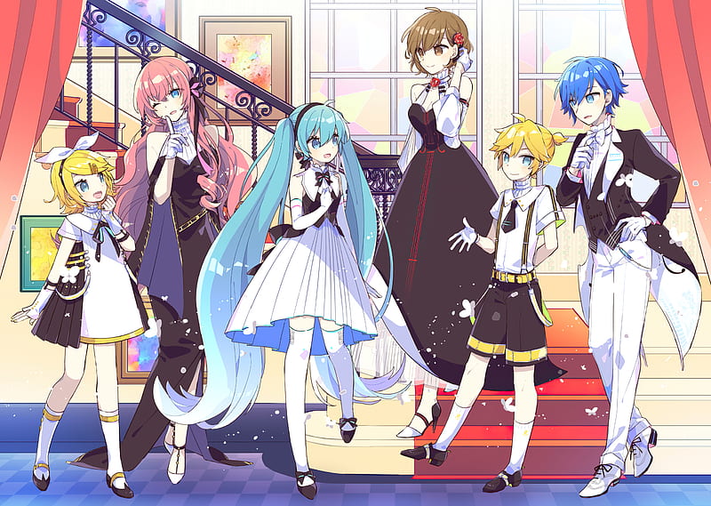 Anime, Vocaloid, Kaito (Vocaloid), Len Kagamine, Luka Megurine, Meiko (Vocaloid), Rin Kagamine, HD wallpaper