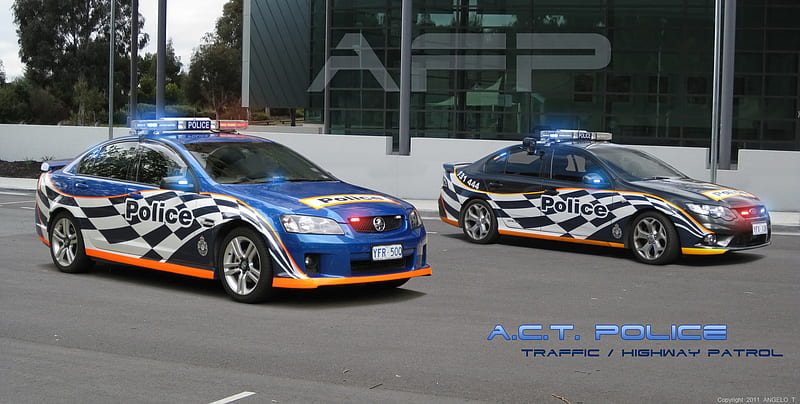 AFP - A.C.T. Police Holden & Ford, holden ve ss, carros, car, australia, canberra, police, ford fg xr6 turbo, HD wallpaper