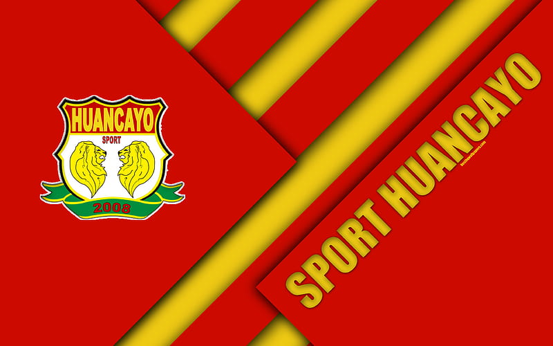CD Sport Huancayo logo, yellow red abstraction, Peruvian football club, material design, Peruvian Primera Division, Huancayo, Peru, football, HD wallpaper